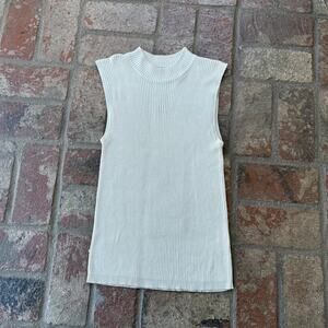 Vintage Liz Claiborne Gray 100% Silk Sleeveless Ribbed Top Size M